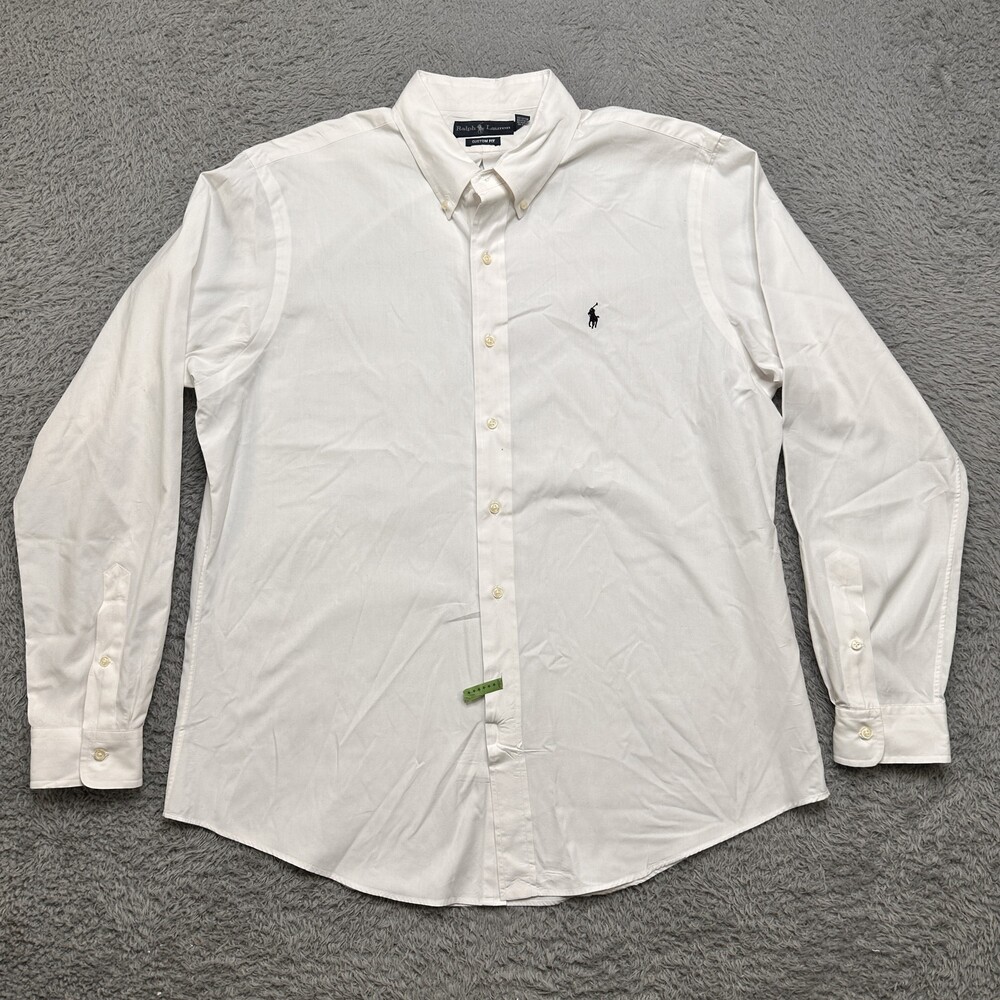 Ralph Lauren Shirt Mens XL White Custom Fit Button Down Polo Pony